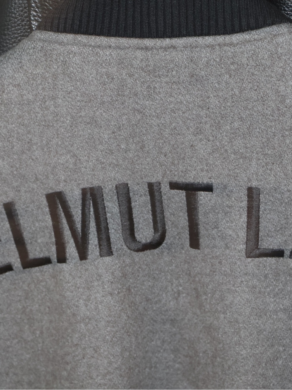 Helmut Lang Men's Gray Logo Varsity Bomber Jacket - Picture 4 of 11